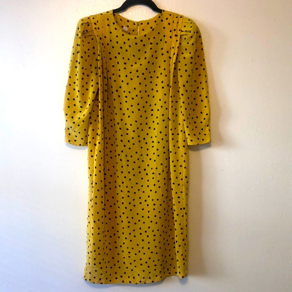 Vintage yellow and Black poka dot dress